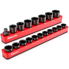 2-piece 12-drive Metric Magnetic Socket Organizer Set Holds 19 Sockets 2-piece 12-drive Metric Magnetic Socket Organizer Set Holds 19 Sockets