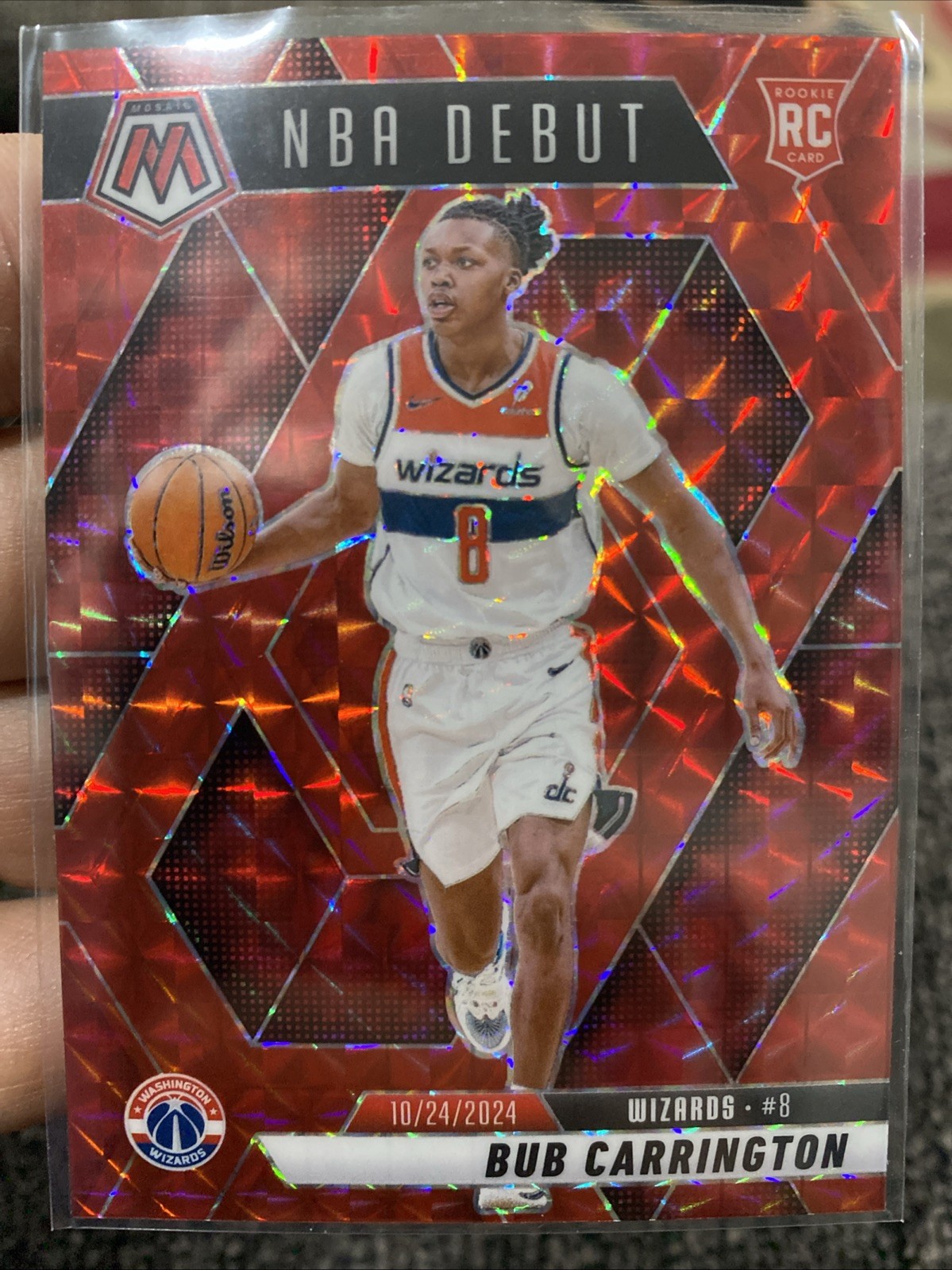 2024-25 Mosaic Bub Carrington #259 NBA Debut RC Rookie Red Holo Prizm SP 🔥🏀💎