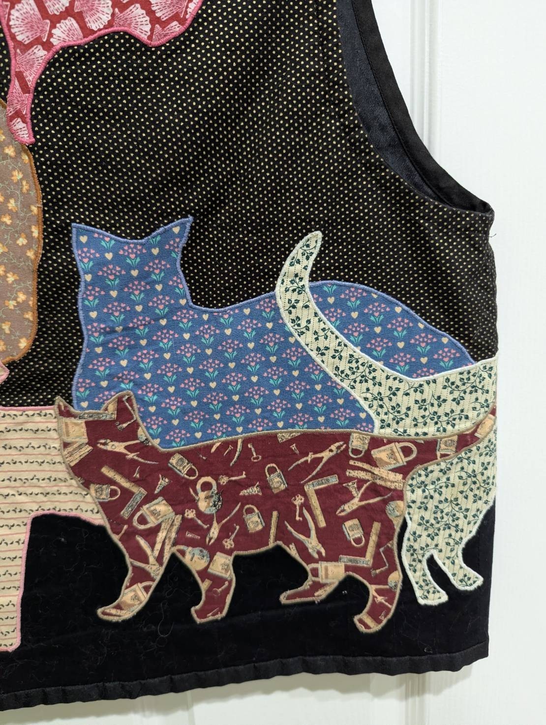 Vintage Handmade Cottagecore Patchwork Cat Vest - image 8