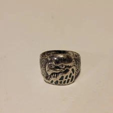 Sterling Silver Wm Wheeler Manufacturing Eagle Onyx Inlay Ring SZ 11.5 5.9g