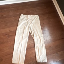 Eddie Bauer Wrinkle Resistant Beige Khaki Chino Pants Relaxed Straight Flat 38