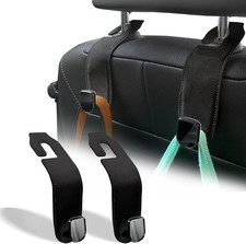 Car Seat Headrest Hook, 2 Pack Leather Car Purses and Bags Hooks Holder Hanger f