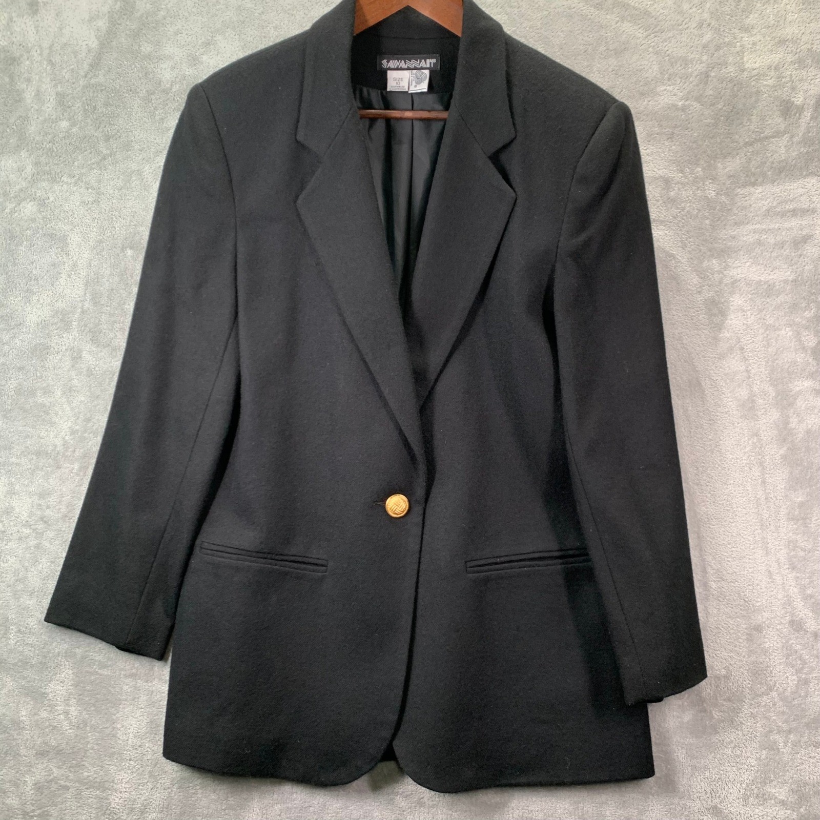 Wool Black Single Button Blazer Jacket Women's 10… - image 1