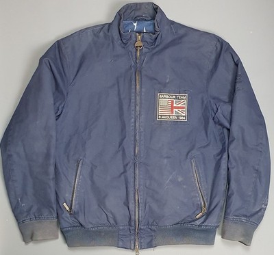 Barbour Steve McQueen Linden Bomber Jacket Mens Medium Blue Short