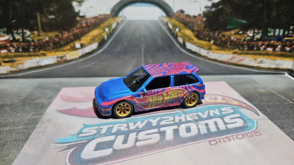 Hot Wheels 90 Honda Civic EF ***Custom Swirl W Spectraflame And Real Riders* - Image 3 of 3