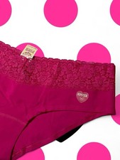 Vintage VS PINK Hot Pink Floral Lace Low Rise Hipphuger Panties SIZE - L NWT