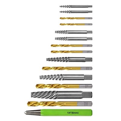 Left Hand Drill Bit Set & Screw Extractor for Small Screws to Medium Bolts Sizes