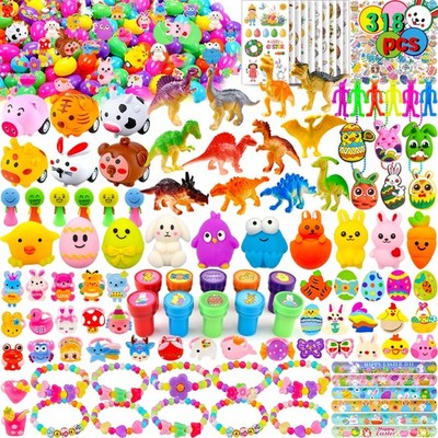 318 pcs Filled Easter Eggs 100 pack prefilled Easter Eggs Bulk wtih 218 Toys ins