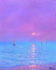 Original oil on canvas Impasto painting, Hand-painted seascape, Impressionism