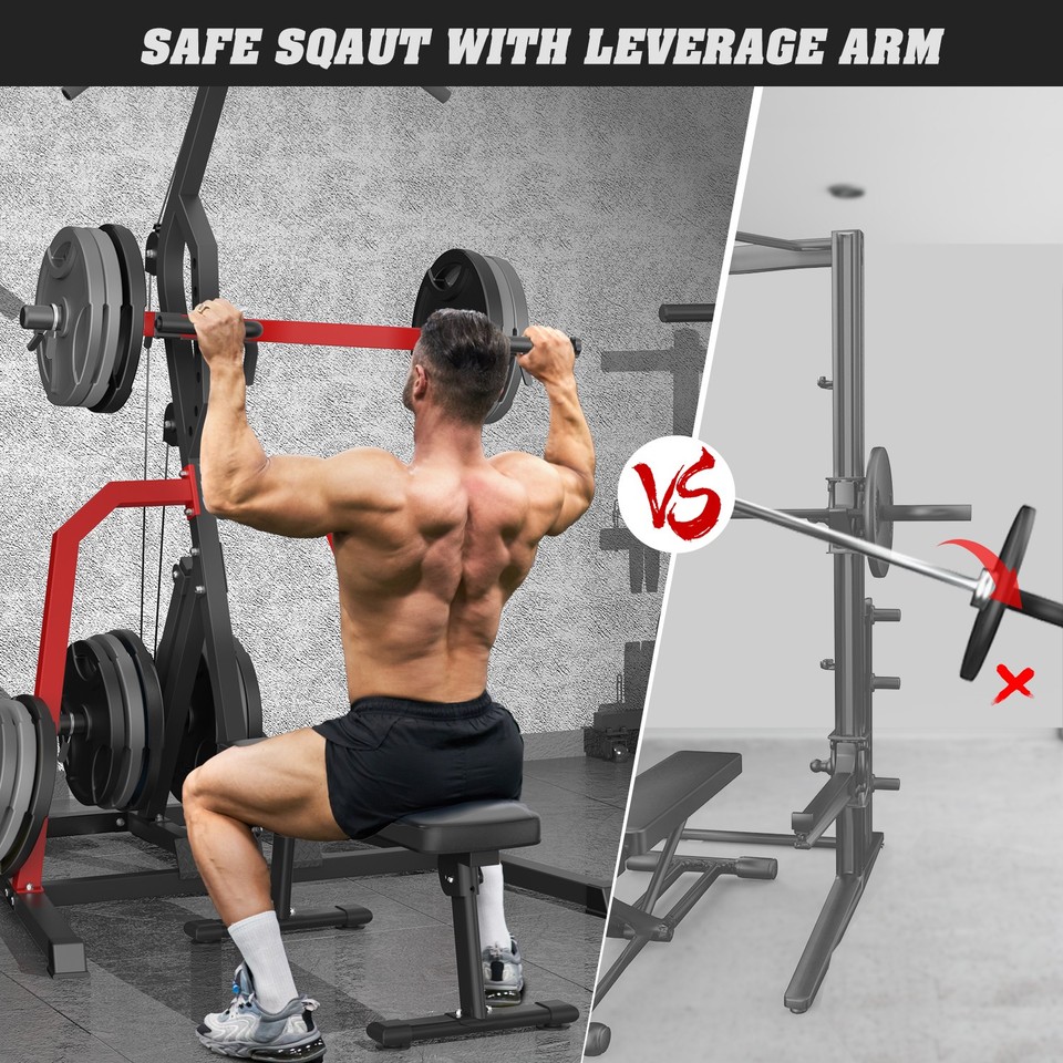 Leverage Gym Power Rack Squat Rack Lever Gym with LAT Low Row Home Gym ...