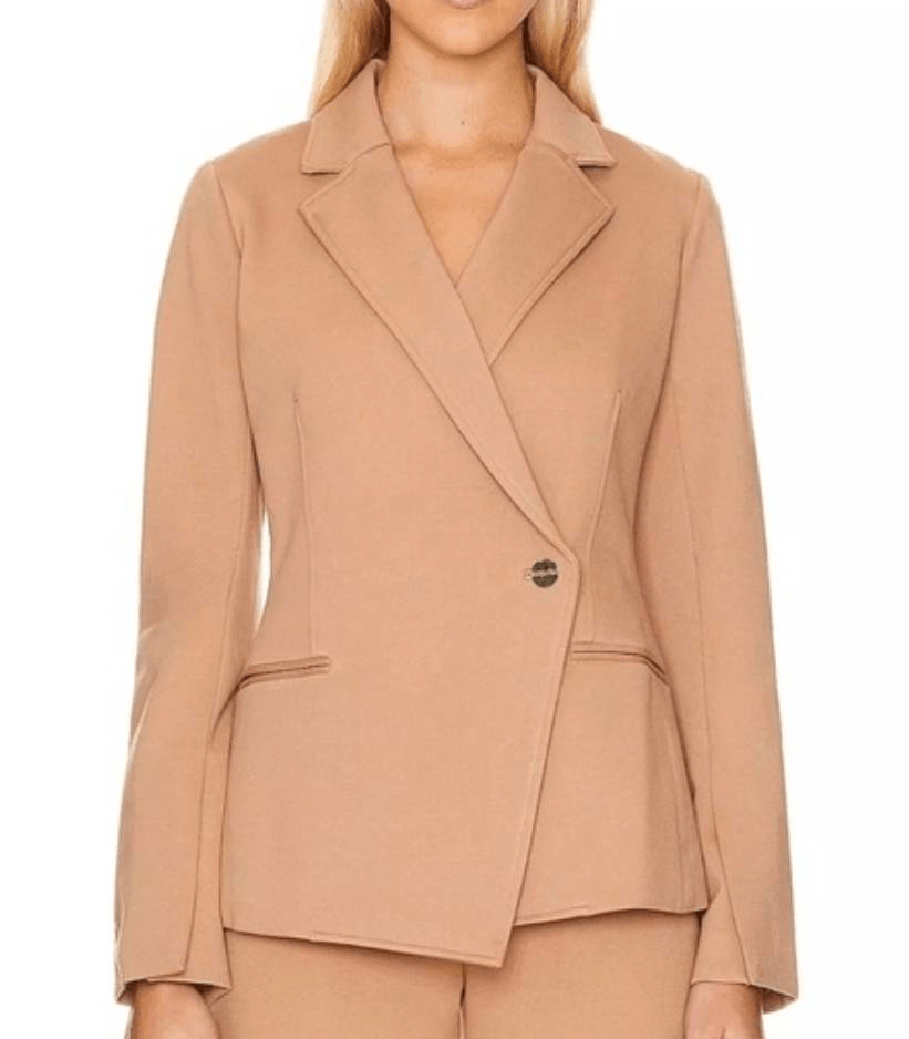 Spanx Women's Perfect Asymmetrical Blazer Toffe Tan Size S