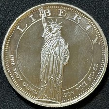 1 Oz .999 Silver America Statue Of Liberty New York, NY Customizable Reverse Rd!