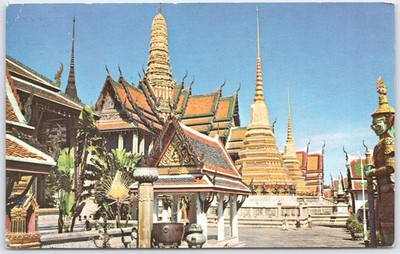 Wat Phra Kaeo Bangkok Thailand Temple of Emerald Buddha Postcard 1960s