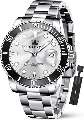 Luxury Watches for Men Big Face Stainless Steel Business Dress Analog Quartz Wat