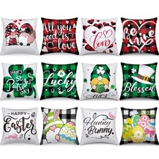 Set of 12 Holiday Pillow Covers 18 x 18 Inch Valentine's Day St. Patrick's Day E