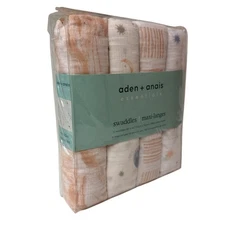 Aden Anais Essentials Muslin Swaddles Blankets Lg 44 x 44 To The Moon 4 Pk New