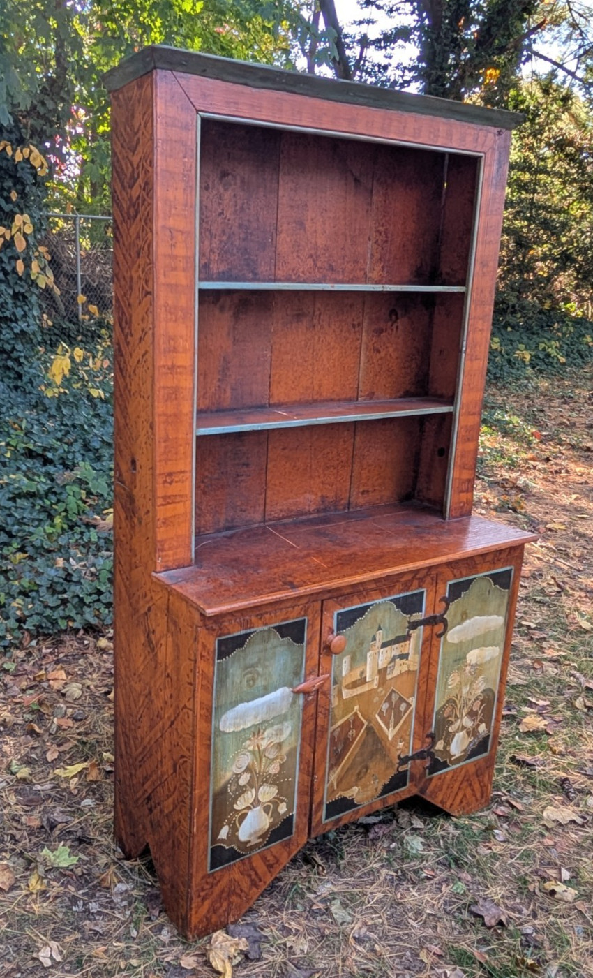 Antique Style  Painted Hutch Marie Colette Charming Primitive Faux Finish