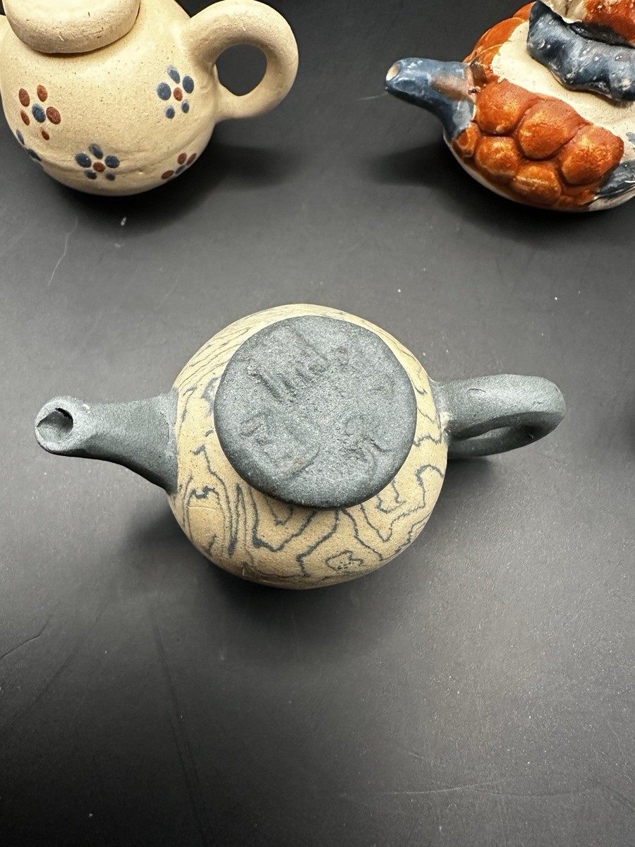 Vintage Chinese Yixing Zisha Clay Mini Teapot Set 8 Mini Teapots