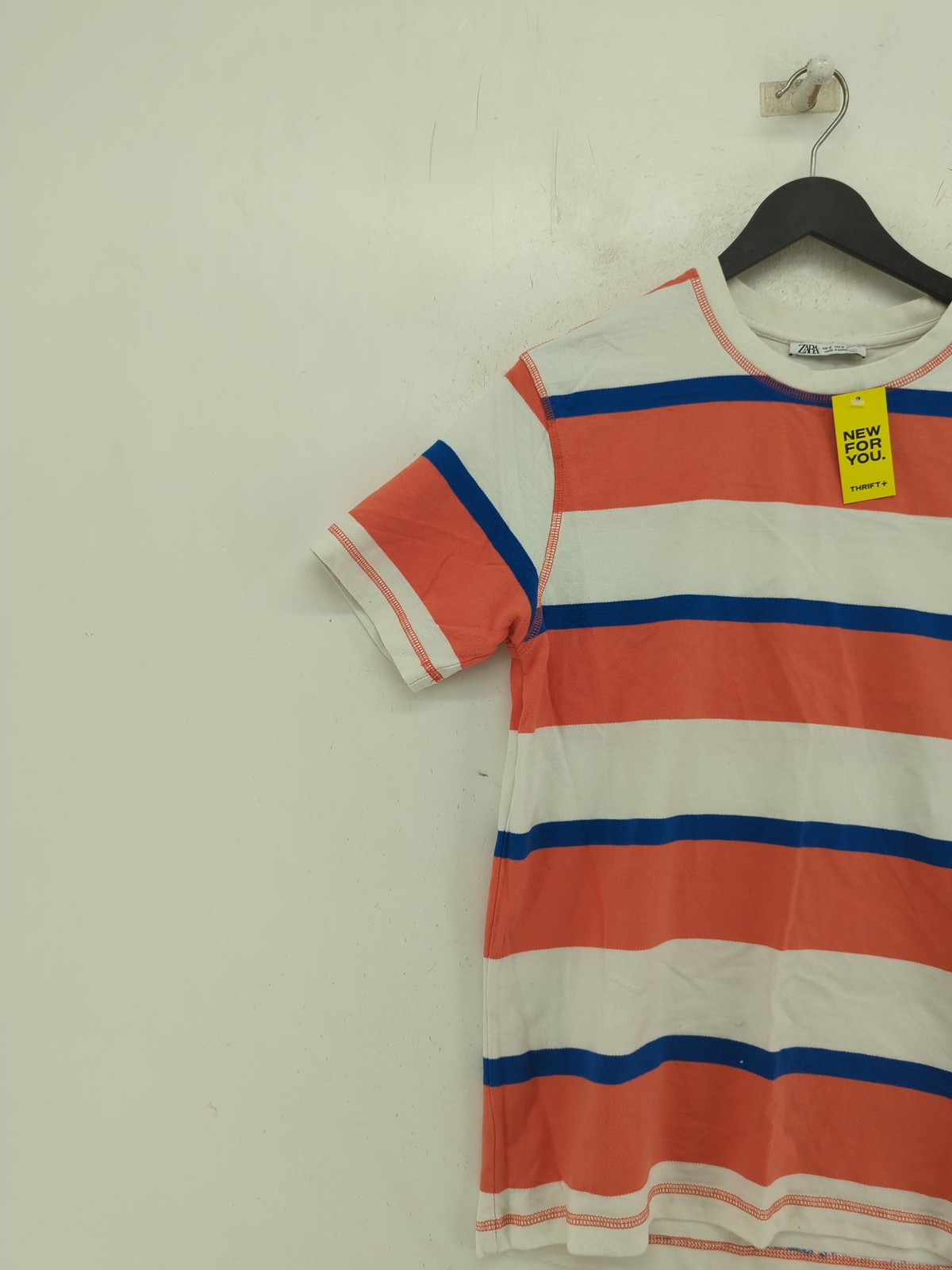 T shirt uomo Zara S bianca a righe 100% altra basic