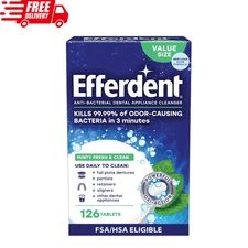 NEW Efferdent Retainer & Denture Cleaner Tablets Minty and Fresh Clean 126 Count