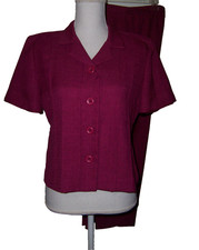 Leslie Fay Ladies Wine Color Pants Set - Size 8P