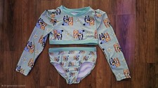 Bluey and Bingo Toddler Girl's Swim Suit Size 5T Floral Pattern 2 Piece