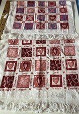 2 Vintage Liebe Herzen Umarmungen Küche Hand Fransen Handtücher Cecil Saydah
