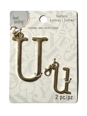 BEAD LANDING Gold Letter ''U'' Charms with Lobster Clasp - 2 pcs