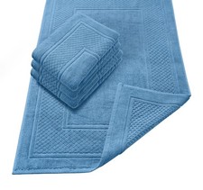 Light Blue Bath Mat Set of 4 22x34 100 Cotton Absorbent Quick Dry