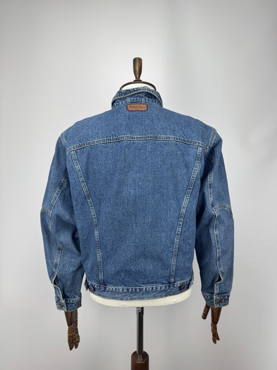 Vintage 90s Marlboro Classics Denim Jacket Men Medium Blue Trucker
