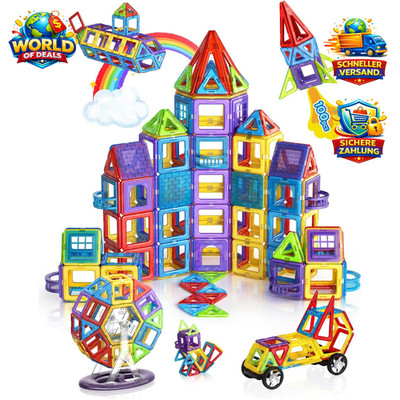 Magnetische Bausteine 100 Teile 3D STEM Montessori Lernspielzeug Kinder 3-8