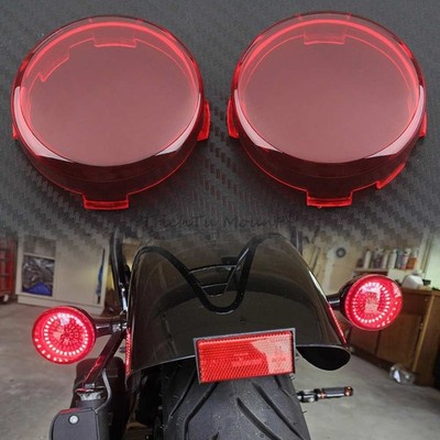 2pcs Red Bullet Turn Signal Light Len Covers for Harley Sportster Softail Dyna