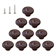 Cabinet Knobs and Pulls Vintage Brown Pottery Ceramic Kitchen Cupboard Drawer...