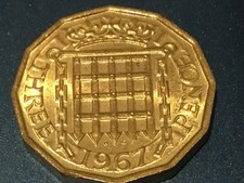 1967 UNC Elizabeth II British Threepenny uncirculated 3d