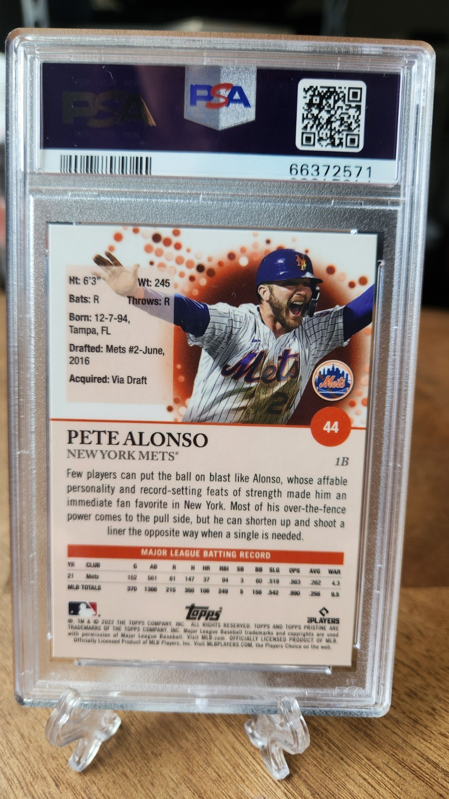 2022 Topps Pristine Pete Alonso PSA 10 New York Mets #44 view 2