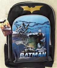 BATMAN Backpack NEW Full Size Canvas Book Bag NWT 15"x12" Batman Begins Bats