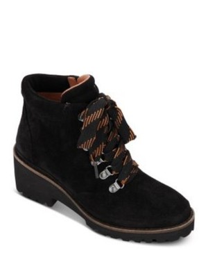 GENTLE SOULS KENNETH COLE Womens Black Up Mona Toe Wedge Leather Booties 9.5