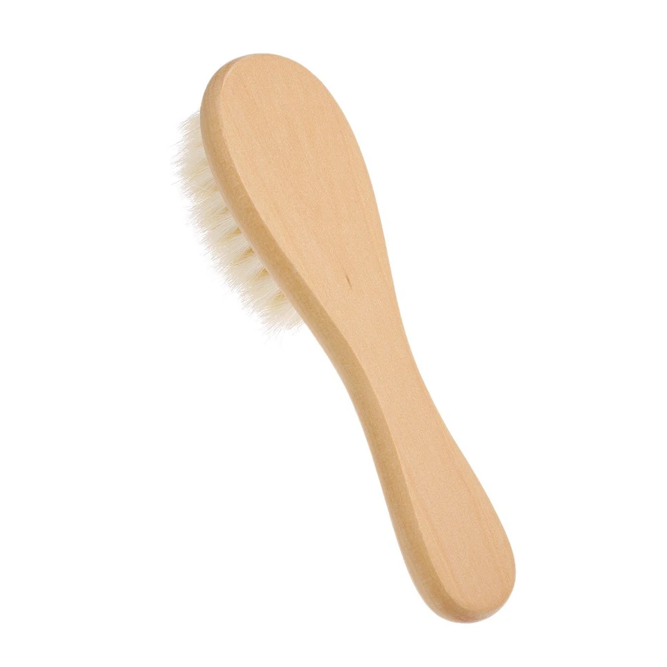 Juego de 2 cepillos de pelo de bebé peine lana natural madera cepillo de pelo recién nacido bebé PKMA Foto 2 de 4