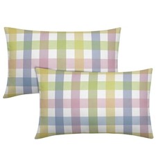 Set of 2 Easter Pillow Covers 12x20 Inch - 20x12 Inch - Easter Plaid