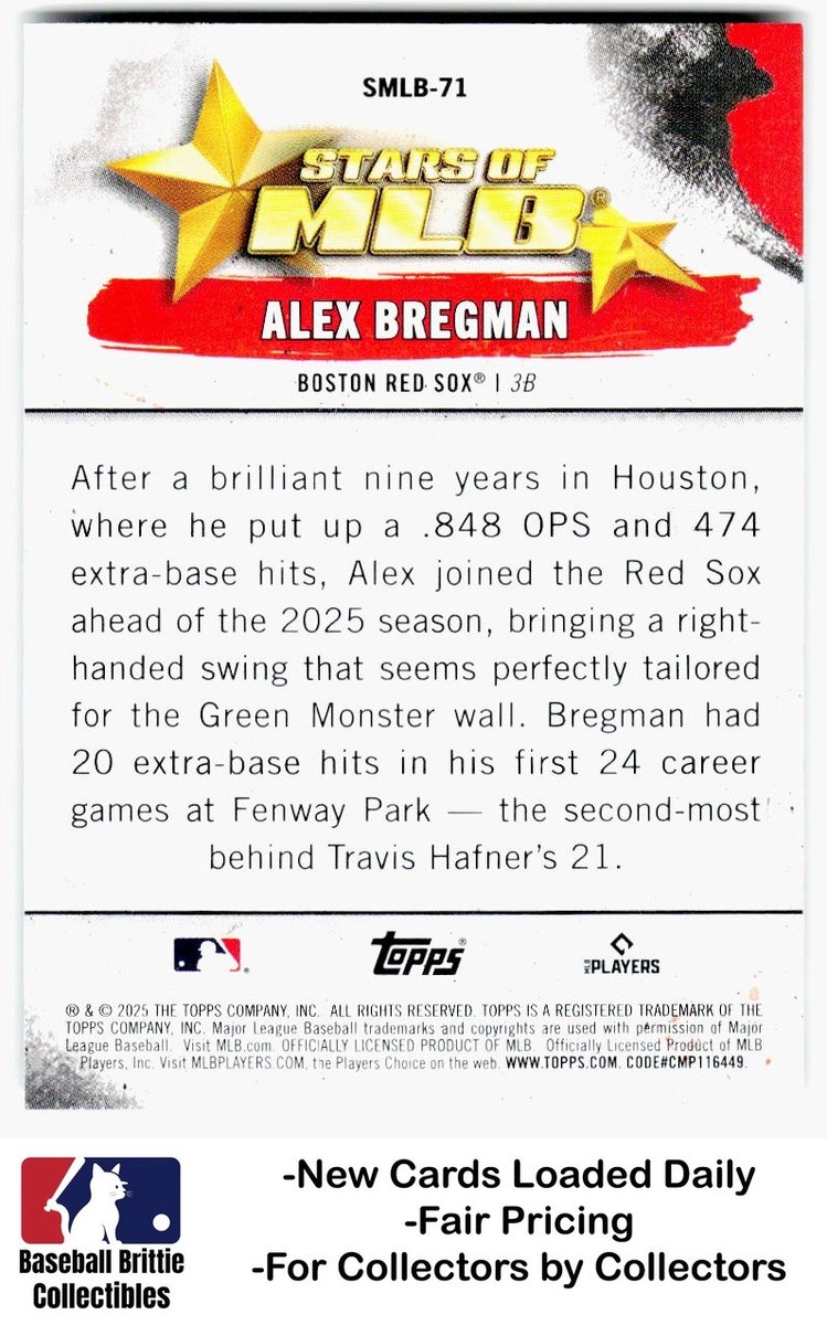 2025 Topps Update #SMLB-71 Alex Bregman Stars of MLB Rainbow Foil