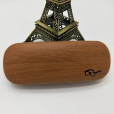 Wood Grain Hard Metal Eyeglass Case PU Leather Reading Glasses Holder