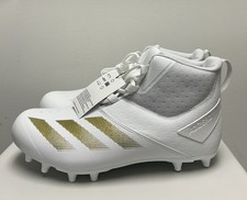 Size 12.5 Wide-Mens Adidas Adizero Chaos White Gold Lineman Football Cleats New