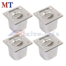 4 Pcs 6" Deep Steam Table Pans w/ Lids, Commercial Kitchen Food Warmers