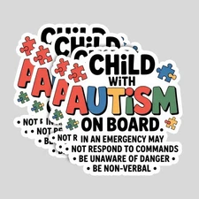 4pcs Child with Autism On Board Stickers – Waterproof Awareness Decals