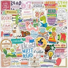 Reading Book Stickers Bookish for Water Bottle Colorful Lover 