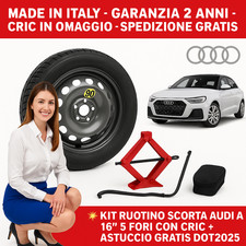 💥 Set Platzsparend Notrad Audi A1 16” 5 Löcher Mit Cric + Fall DOT2025 🛞