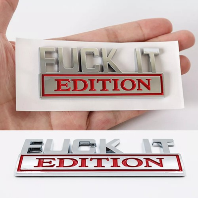 #ad #ad 2PCS FUCK IT EDITION Emblem Decal Sliver Red Sticker for Chevy Car Truck Fit All $2.99
