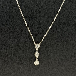 Tiffany & Co. Elsa Peretti Sterling Silver 3 Diamond Drop Pendant Necklace 18”