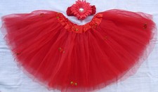 Rose Ballet Dance Tutu Skirt, Flower Clip, Headband Chirstmas Holiday Gift Tulle