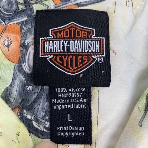 Harley Davidson Men's Large Hawaiian Biker Graphic Short Sleeve Button Shirt - Picture 4 of 4